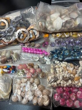 Mixed gemstone Beads & Shells Assortment - Multicolor Craft Lot
